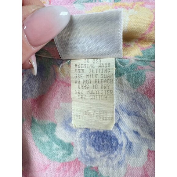 Vintage Miss Oops California  Floral Button-Down Dress With Belt Pastel Pink & B - Picture 9 of 16